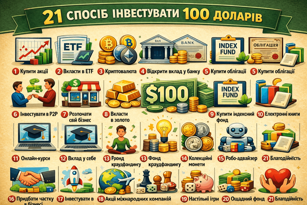 21 спосіб інвестувати 100 доларів